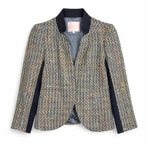 Rebecca Taylor Blazer Size 6 Multicolor Wool Tweed Academic Preppy